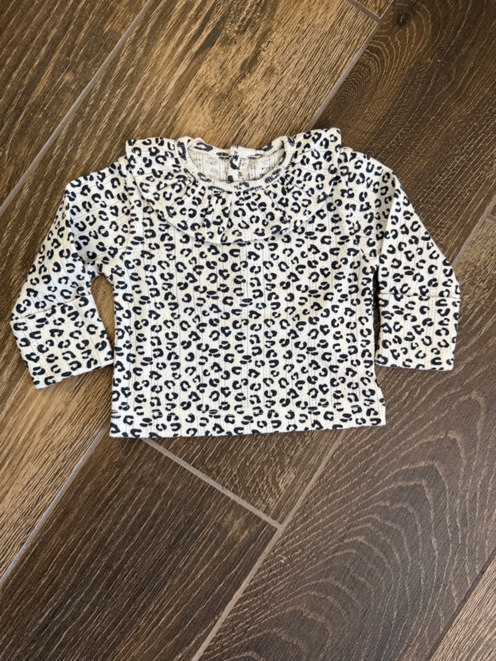 Piupiuchick Newborn Girls' Organic Ruffle Shirt/ Leggings Ecru Leopard Print - Picture 4 of 10